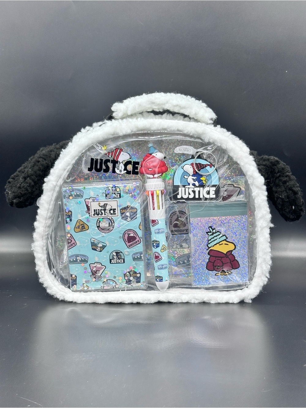 Justice Peanuts Snoopy Girls Stationery Activity Journal Bag Set 6 Pc